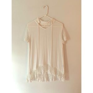 L Love Lace Top in White